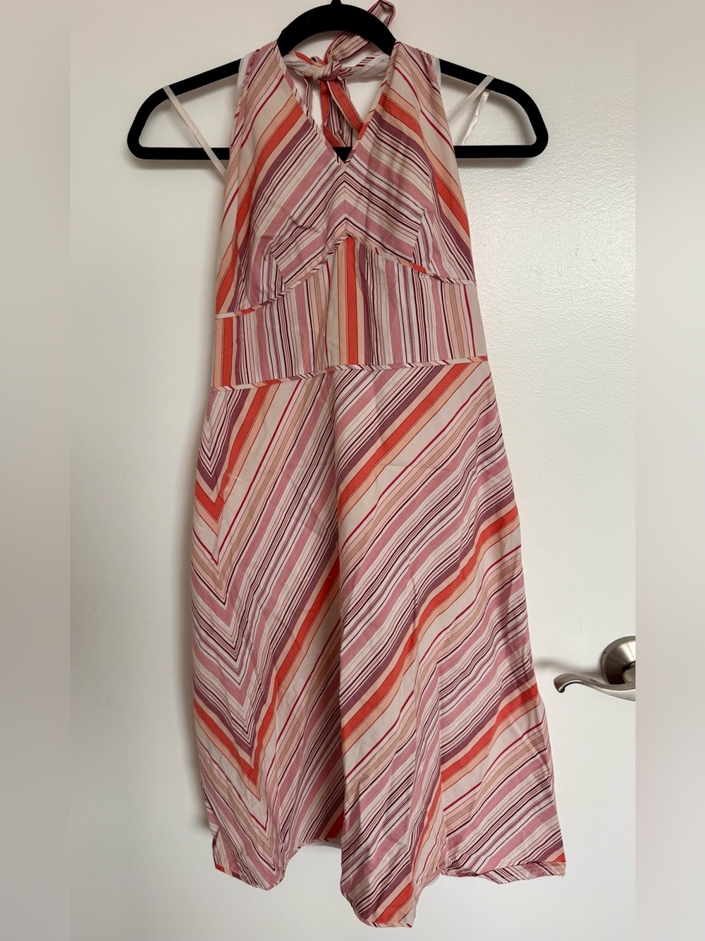 Ann Taylor Striped Halter Midi Dress - Pink & Coral